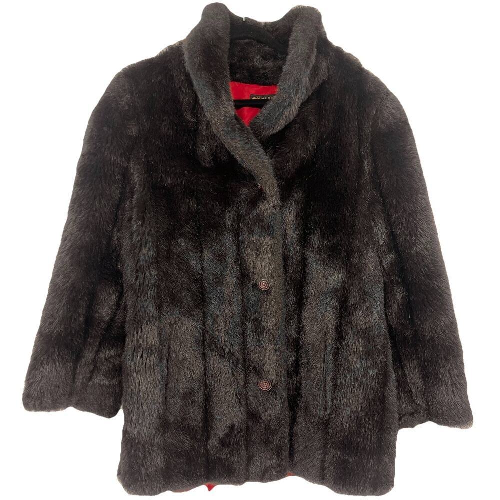 Vintage Made In USA Faux Fur Brown/Black Coat Women’s M/L